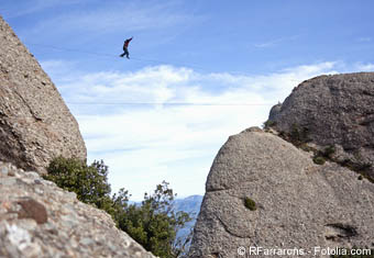 Slacklinen auf der Highline