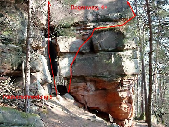 Felsfoto: Eppenbrunner Krappenfelsen und 73 weitere Felsen im Klettergebiet Pfalz ➤ Routen mit Schwierigkeitsgraden f&uuml;r den Fels Eppenbrunner Krappenfelsen ➤ Klettertopo & Kletterf&uuml;hrer ➤ 21.05.2026